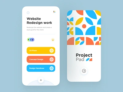 Project Pad - Mobile Project Manager 2021 trend 2d app design bauhaus bauhaus100 minimal new project pattern pattern art pattern design project project manager project managment splashscreen task list task management task manager tasks