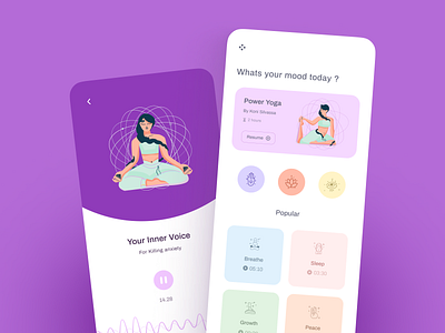 Peaceful - Wellness app 3d app app design exerciseapp features homepage homepage design homepage ui meditation minimal mobile design mobileapp modern music music player relaxation wellness yoga