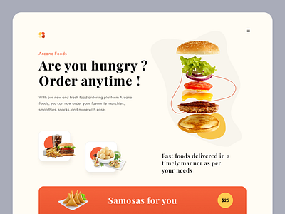 Arcane Foods - Food Delivery Website clean food food delivery food delivery website food service food ui food web food website design minimal modern new design new website design orange web design web design 2022