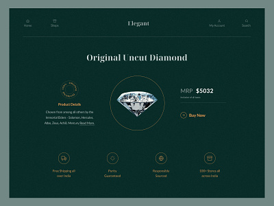Elegant - Uncut Diamonds b2b clean cosmetics diamond gemstones jewellery jewellery website minimal modern precious sales website seller typography