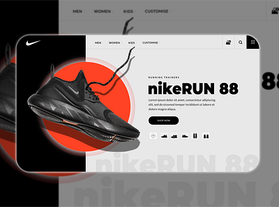 Nike Web UI Landing Page blackandwhite nike air nike shoes orange trainers ui uiux ux yellow