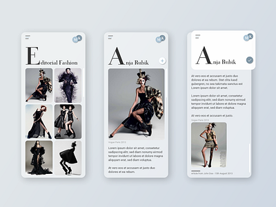 Editorial Fashion app design editorial design fashion mobile newsprint uidesign ux vogue