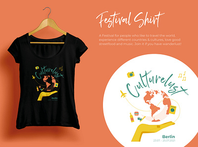 Culturelust Festivalshirt art culture culturelust design festival festivalshirt illustration keyvisual music shirt streetfood travel tshirt world