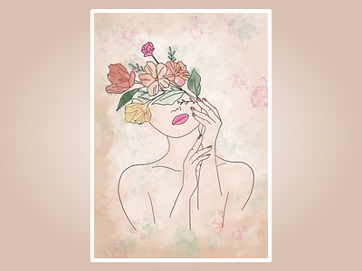 Flower Lineart flower flowers illustration illustration lineart portrait procreate woman