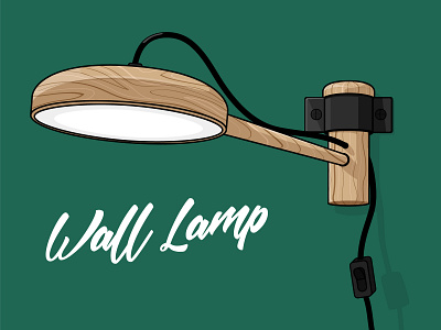 Wall lamp design illustraor illustration industrial lamp vector wood