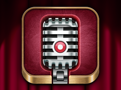 Mic app 3d illustration red texture