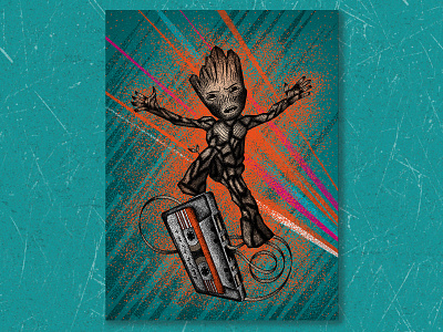 Baby Groot baby groot guardians of the galaxy illustration illustration art jutastudio movie pop texture
