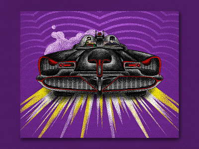 Batman 60s batman batmobile design illustration illustration art jutastudio movie robin texture