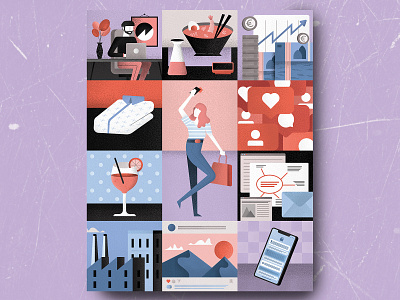 Come ti creo un influencer - L'Espresso illustration editorial editorial illustration geometric illustration illustration art influencer instagram italy jutastudio minimal texture