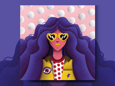 Hippie 60s geometric girl heart illustration illustration art jutastudio minimal pattern pop sunglasses texture