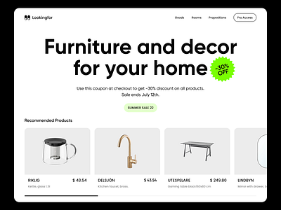 Furniture Landing Page Design 3d components discount furniture homepage landing sale ui ui kit ui8 website