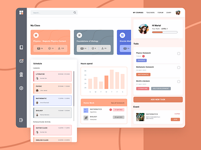 Education Dashboard Design branding dashboard design education graphic design illustration lightmode orange ui ux website