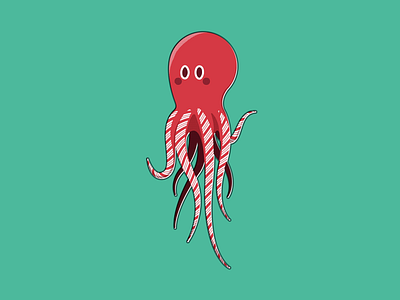 Seasonal Cephalopod - Greetings Card Design adobe illustrator adobe photoshop christmas colourful cute design graphic design greeting card illustration octopus