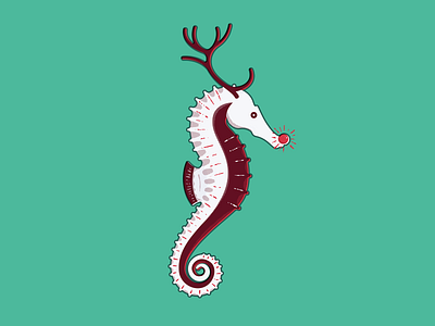 Rudolph the Red Nosed Seahorse - Greetings Card Design