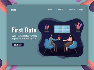 First date ilustration agency app apps banner branding couple date design first date graphicdesign illustration landingpage romance ui uiux ux web