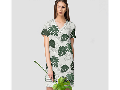 Monstera dress background design dress illustration monstera pattern vector