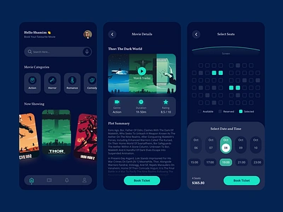 Movie Ticket Booking App android booking clean ui creative design design figma ios minimal movie ticket trendy design ui uidesign uiinspiration uitrends uiux ux uxdesign uxinspiration uxtrends