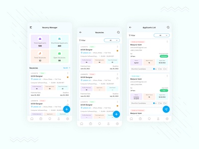 Vacancy Manager Dashboard android app design candidate clean ui creative design dashboard erp ios material design minimal mobile app software trendy design ui uidesign uiinspiration uitrends ux uxdesign vacancy