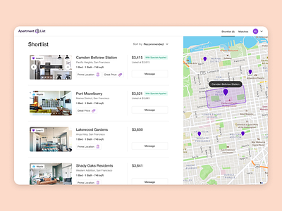 Shortlist Concept apartments app cards ui deals design housing marketplace savings ui ux