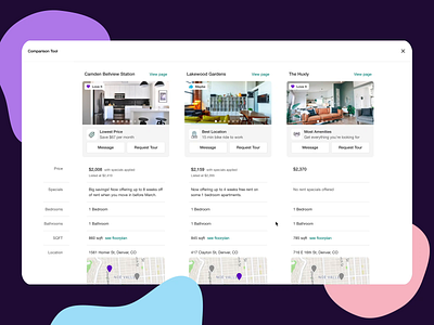 Apartment Comparison Tool apartments app compare deals design housing marketplace savings tool ui ux webdesign