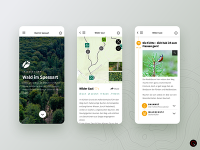 Spessart Forest Progressive Web App animals app debut shot debuts design forest germany hiking iphonex route tree trees ui ux