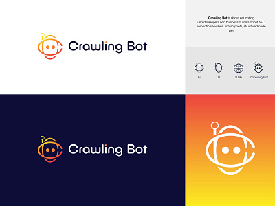 Crawling Bot bot brand identity dab flat icon illustration logo logo design logodesign logotype minimal vector