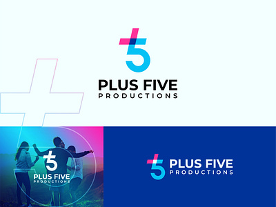 Plus Five Productions Logo 5 five five logo flat flat logo logo logo design minimal plus plus five plus five production production production logo