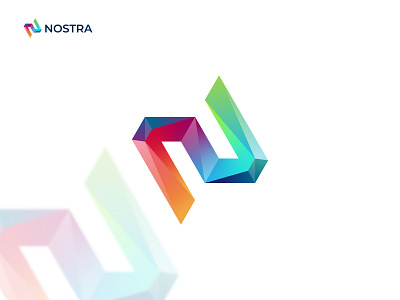 Nostra Logo 3d data gradient graphic design icon letter n lettermark logodesign minimal n n logo tech technology travel