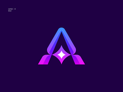 A Letter Star Logo a a letter alphabet brand branding bright galaxy graphic design logo motion sine star star logo tech