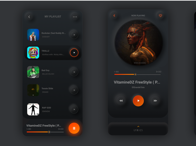 Music Player Dark Mode by seddik walid on Dribbble