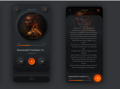 Dark Music Player app dark ui design digital gradient iphone minimal mobile mobile ui music app music player neumorphic orange oranges shadow skeumorphism ui uiux ux