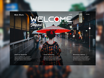 Welcome to japan creative design graphic design japan landing page red travel design ui ux web design
