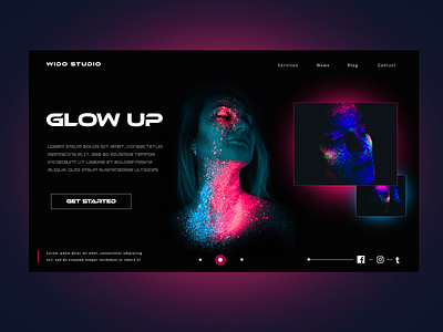 Glow up - Photographe studio -web design creative dark design gradient minimal photographe studio ui ux web web design