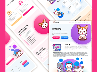 Kitty inu cryptocurrency token bitcoin creative cryptocurrency token design gradient graphic design landing page maining minimal ui ux