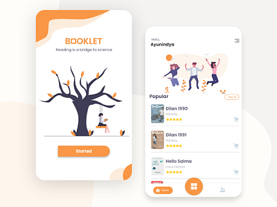 Booklet Application app book book app bookstore indonesia mobile mobile app mobile design mobile ui started ui uiux ux