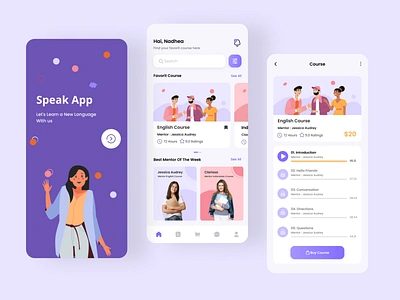 Speak App (Language Course) app app design course course app education app language language app language learning learning app mobile app online online course online courses startup students study ui ux