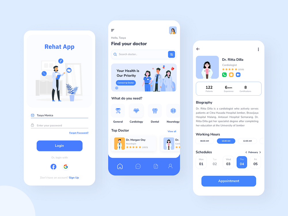 Rehat App (Medical App) by gandkurniawan for Quadrato on Dribbble