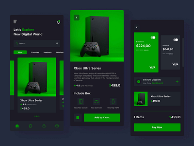 Xbox Shop App (Game Tools App) app design console controller game app game console game shop game store game tools games gaming headsets mobile app payment shop ui ux xbox xbox one xbox series