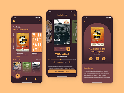 AudioBook- Dark UI animation audiobook branding graphic design mobile ui mockup reading ui