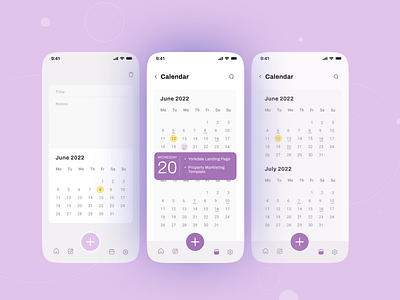 Tasky- Calendar Screens