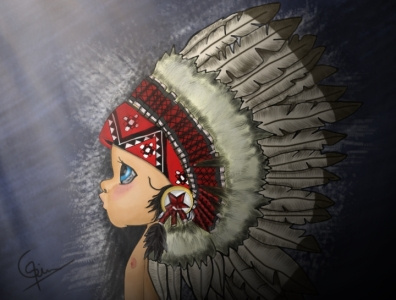 LONELY RED INDIAN GIRL art digitalart illustration