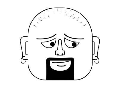 The Cool Bald Guy monochrome icon bald beard cartoon face icon line icon weird