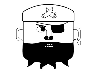 The Cool Pirate beard bearded black n white eye patch face icon illustrations pirate weird face