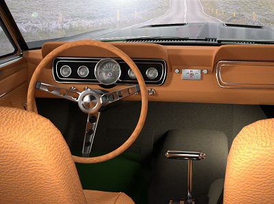 Mustang 1969 passenger POV 3d art 3d modeling c4d cinema4d octanerender