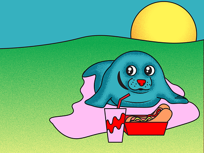 Picnic Seal art illustration vector