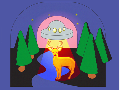Deer in Headlights art design flat illustration vector