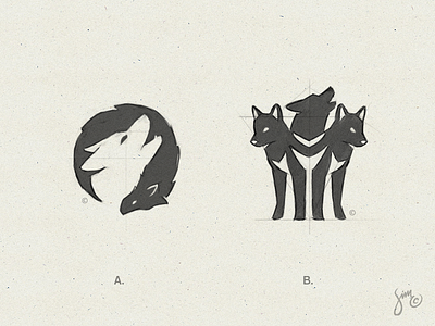 WOLVES | Sketches animal design black and white icon logo design mark negative space night pack sketch sketches triple wolf
