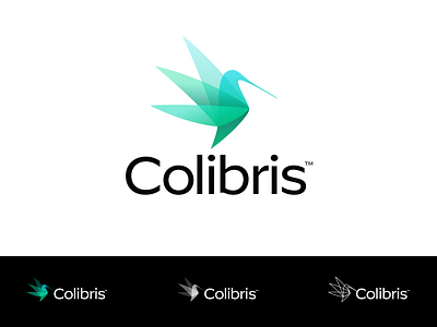 Colibris } Logo Design animal design bird contrasting gradients green hummingbird icon layers logo manufacturer mark transparent