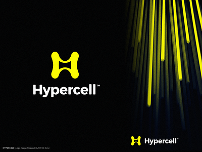 Hypercell | Logo Design branding cell connecting crypto datacenter lettermark logo design plant servers yellow