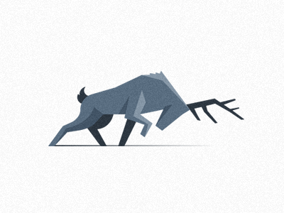 Deer /Illustrative Icon blue deer fight flat geometry icon light shadow shape simple